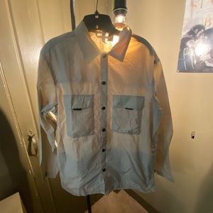 Mens Medium Divided by H&M Tan Windbreaker Snap Button